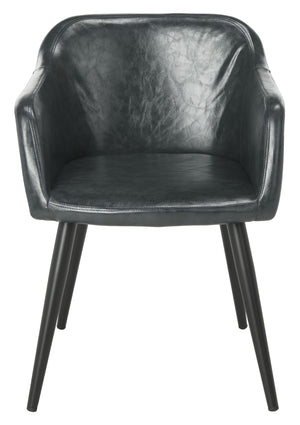 Safavieh Adalena Accent Chair - Modern Comfort With Vintage Flair For Stylish Living Spaces And Seating Solutions Dark Grey Pu/Black Legs ACH7500C
