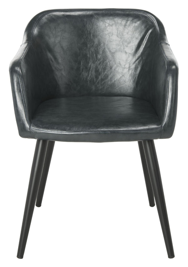 Safavieh Adalena Accent Chair - Modern Comfort With Vintage Flair For Stylish Living Spaces And Seating Solutions Dark Grey Pu/Black Legs ACH7500C
