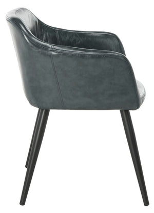 Safavieh Adalena Accent Chair - Modern Comfort With Vintage Flair For Stylish Living Spaces And Seating Solutions Dark Grey Pu/Black Legs ACH7500C