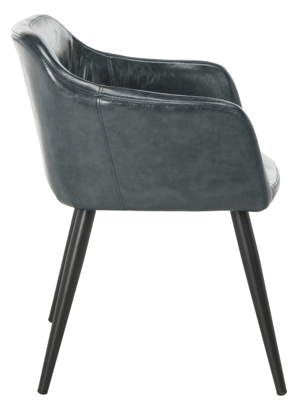 Safavieh Adalena Accent Chair - Modern Comfort With Vintage Flair For Stylish Living Spaces And Seating Solutions Dark Grey Pu/Black Legs ACH7500C