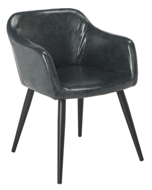 Safavieh Adalena Accent Chair - Modern Comfort With Vintage Flair For Stylish Living Spaces And Seating Solutions Dark Grey Pu/Black Legs ACH7500C
