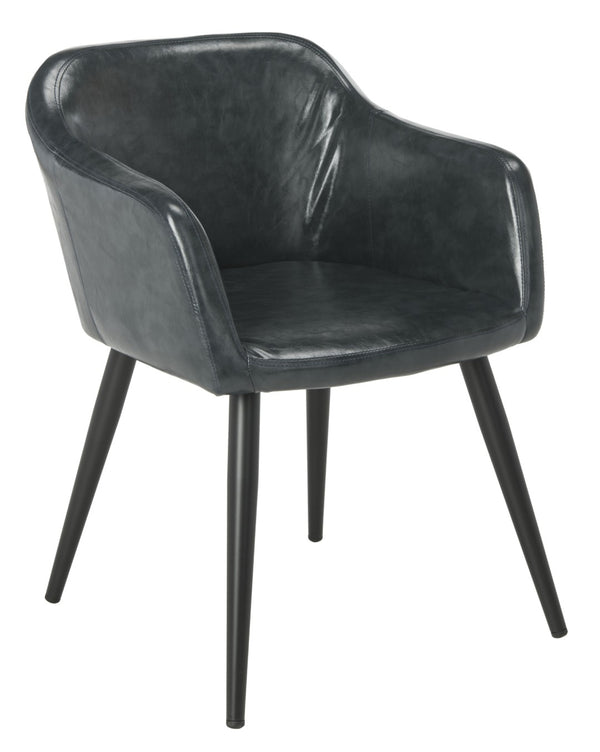 Safavieh Adalena Accent Chair - Modern Comfort With Vintage Flair For Stylish Living Spaces And Seating Solutions Dark Grey Pu/Black Legs ACH7500C
