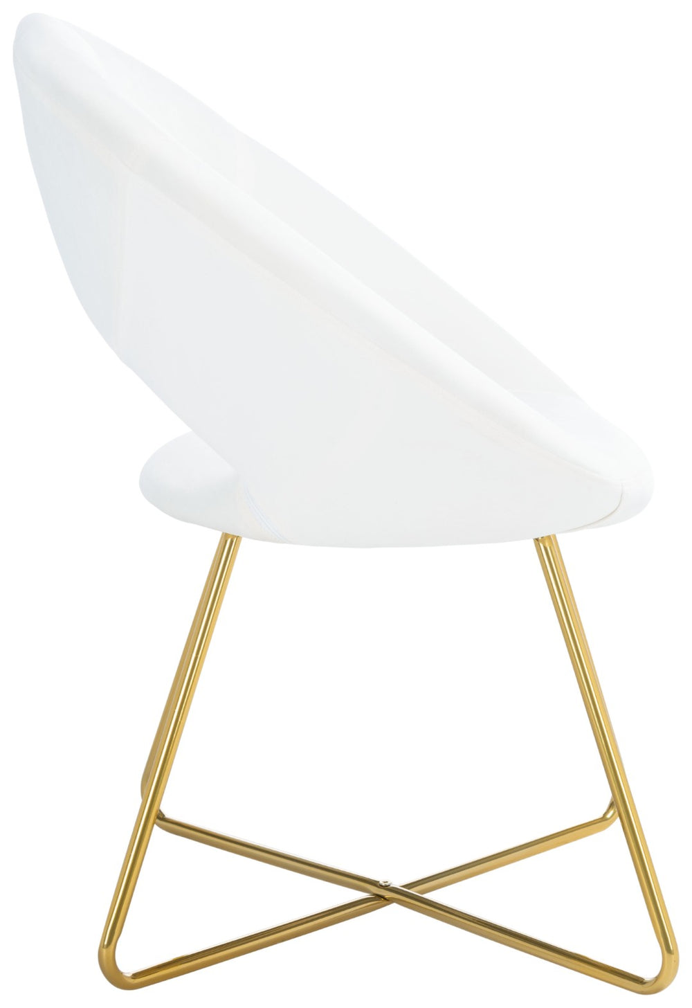 Safavieh Aliena Glamorous Mid-Century Accent Chair In Plush Ivory Velvet With Gold Geometric Legs, Chic Design ACH7501A