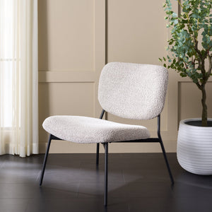 Safavieh Alicai Accent Chair - Elegant Comfort And Stylish Design For Any Room, Perfect For Relaxation And Decor Light Grey ,Black Metal,Plywood,Fabric,Foam Ach7502b