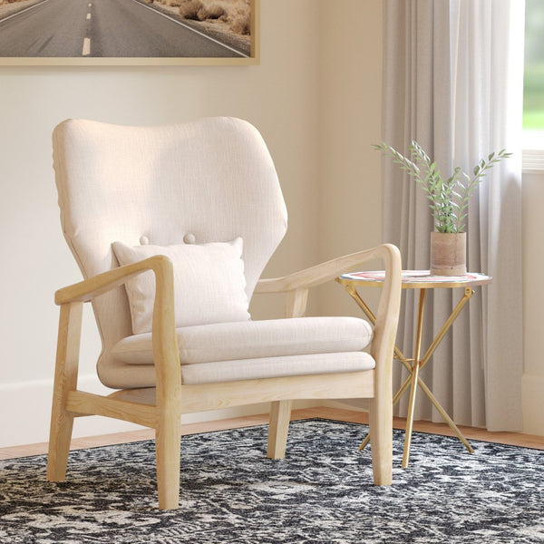 Safavieh Tarly Accent Chair - Elegant Beige Upholstered Seating With Solid Elm Frame For Modern Interiors ACH9500B