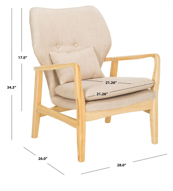 Safavieh Tarly Accent Chair - Elegant Beige Upholstered Seating With Solid Elm Frame For Modern Interiors ACH9500B