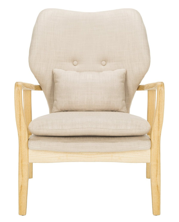 Safavieh Tarly Accent Chair - Elegant Beige Upholstered Seating With Solid Elm Frame For Modern Interiors ACH9500B