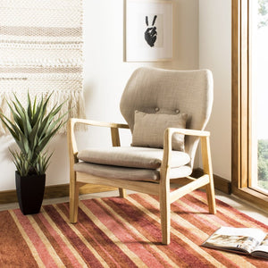 Safavieh Tarly Accent Chair - Elegant Beige Upholstered Seating With Solid Elm Frame For Modern Interiors ACH9500B