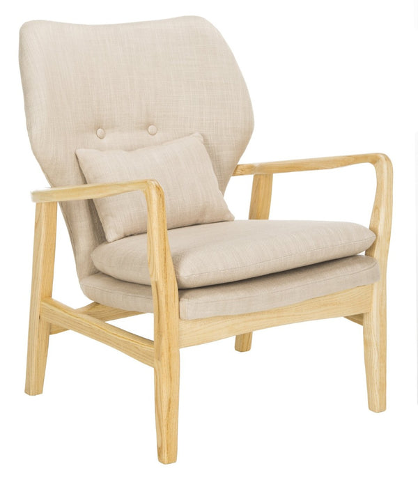 Safavieh Tarly Accent Chair - Elegant Beige Upholstered Seating With Solid Elm Frame For Modern Interiors ACH9500B