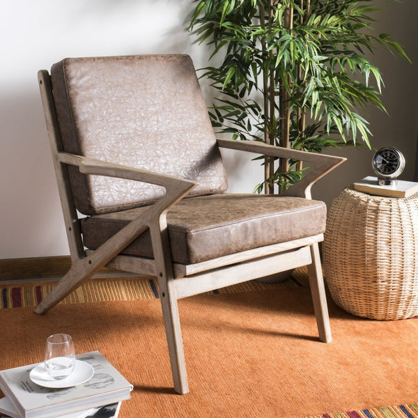 Safavieh Varys Modern Classic Accent Chair - Danish-Inspired Design With Natural Elm & Light Brown Upholstery ACH9501A