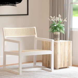 Safavieh Lula Cane Accent Chair - Modern Coastal Design With Clean Lines And Natural Materials For Stylish Spaces White/Natural ACH9503A