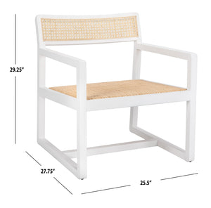 Safavieh Lula Cane Accent Chair - Modern Coastal Design With Clean Lines And Natural Materials For Stylish Spaces White/Natural ACH9503A