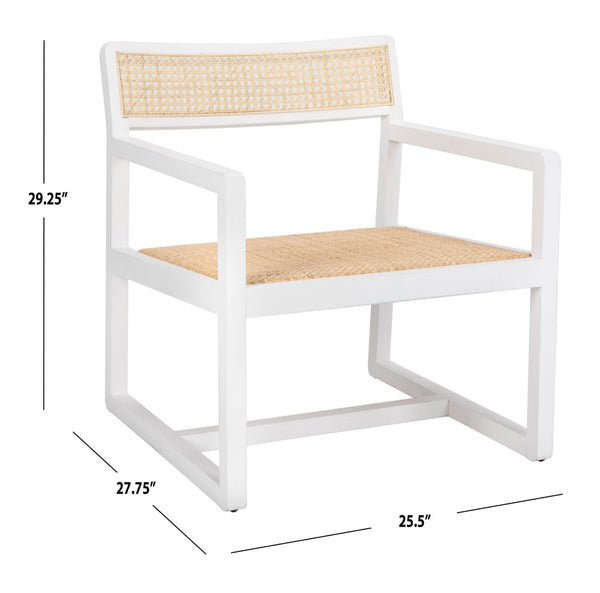 Safavieh Lula Cane Accent Chair - Modern Coastal Design With Clean Lines And Natural Materials For Stylish Spaces White/Natural ACH9503A