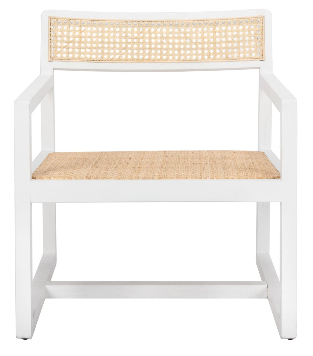 Safavieh Lula Cane Accent Chair - Modern Coastal Design With Clean Lines And Natural Materials For Stylish Spaces White/Natural ACH9503A
