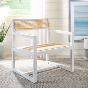 Safavieh Lula Cane Accent Chair - Modern Coastal Design With Clean Lines And Natural Materials For Stylish Spaces White/Natural ACH9503A
