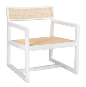 Safavieh Lula Cane Accent Chair - Modern Coastal Design With Clean Lines And Natural Materials For Stylish Spaces White/Natural ACH9503A