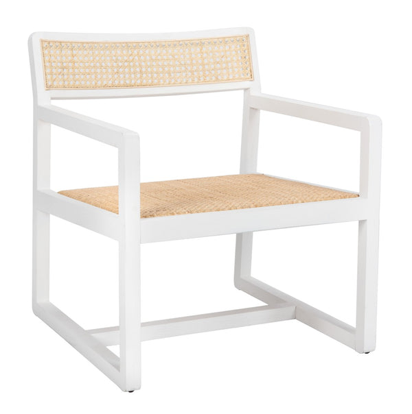 Safavieh Lula Cane Accent Chair - Modern Coastal Design With Clean Lines And Natural Materials For Stylish Spaces White/Natural ACH9503A