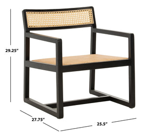 Safavieh Lula Cane Accent Chair - Modern Coastal Design With Clean Lines And Natural Materials For Stylish Spaces Black/Natural ACH9503B