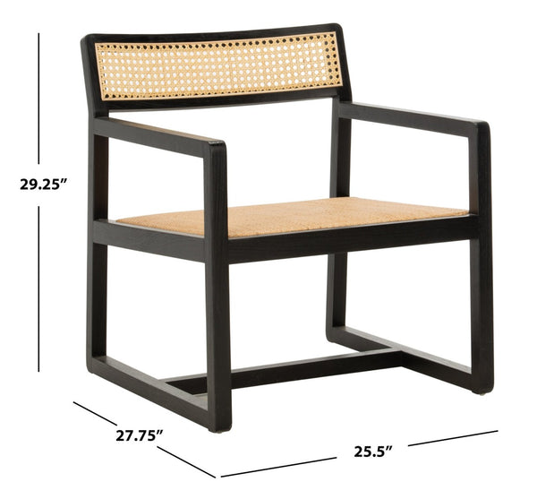 Safavieh Lula Cane Accent Chair - Modern Coastal Design With Clean Lines And Natural Materials For Stylish Spaces Black/Natural ACH9503B