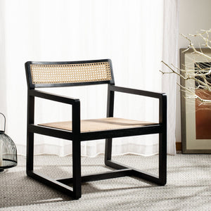 Safavieh Lula Cane Accent Chair - Modern Coastal Design With Clean Lines And Natural Materials For Stylish Spaces Black/Natural ACH9503B