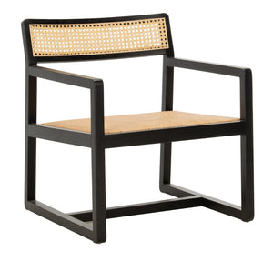 Safavieh Lula Cane Accent Chair - Modern Coastal Design With Clean Lines And Natural Materials For Stylish Spaces Black/Natural ACH9503B