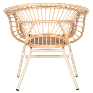 Safavieh Savino Rattan Accent Chair - Modern Papasan Design With Plush Cream Cushion For Cozy Living Spaces ACH9901A