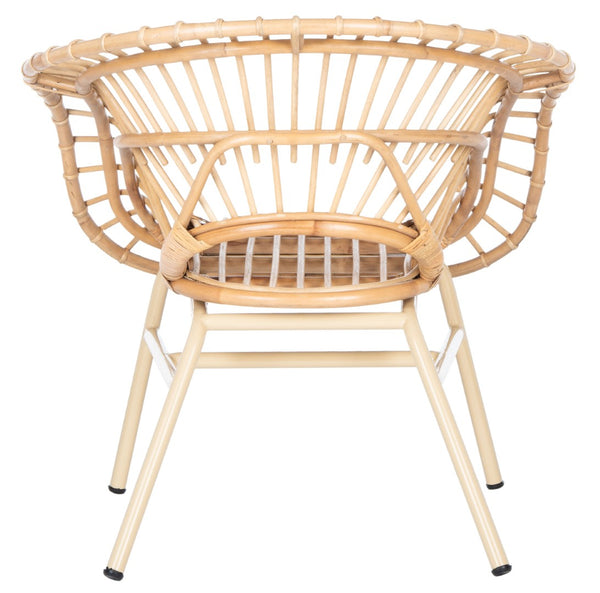 Safavieh Savino Rattan Accent Chair - Modern Papasan Design With Plush Cream Cushion For Cozy Living Spaces ACH9901A