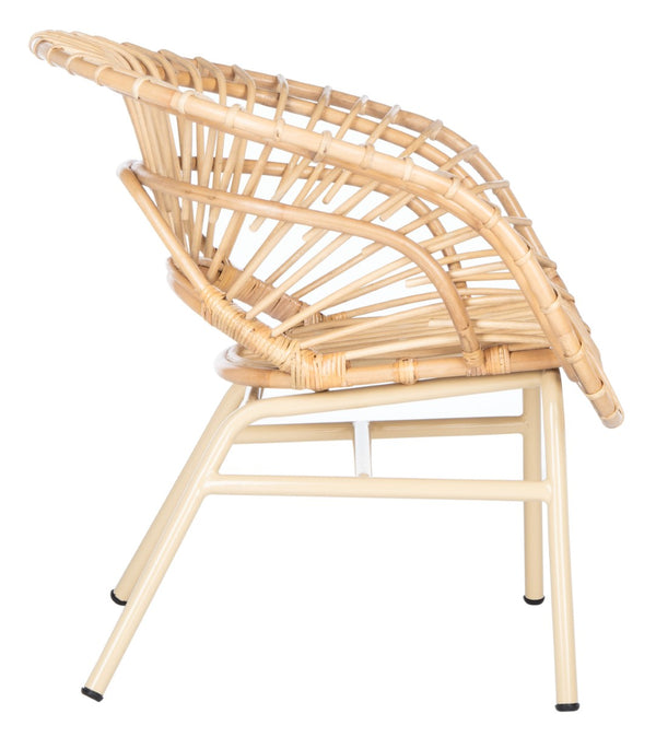 Safavieh Savino Rattan Accent Chair - Modern Papasan Design With Plush Cream Cushion For Cozy Living Spaces ACH9901A