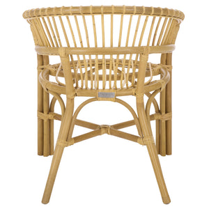 Varvara Woven Rattan Arm Chair — Handcrafted Coastal Accent With Breathable Open Weave And Ergonomic Arms For Relaxed Seating