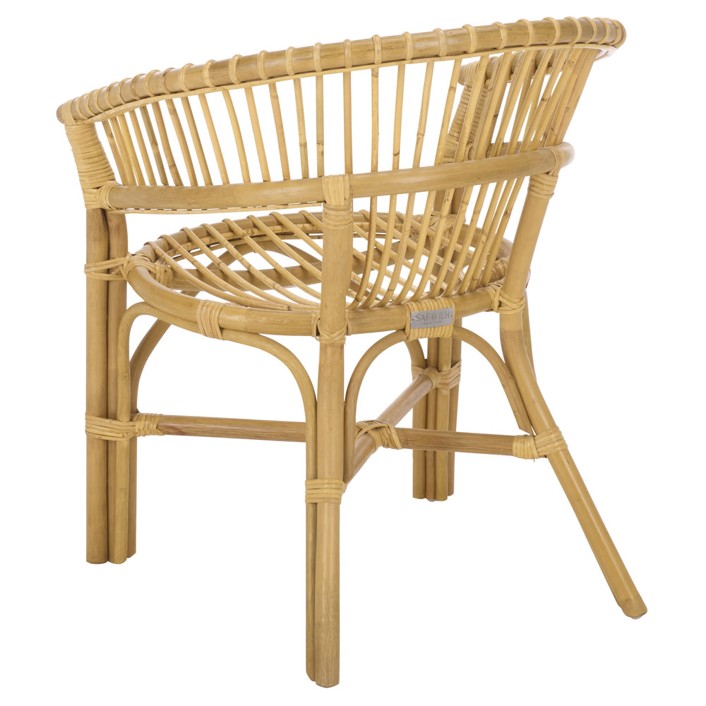 Varvara Woven Rattan Arm Chair — Handcrafted Coastal Accent With Breathable Open Weave And Ergonomic Arms For Relaxed Seating