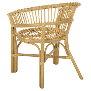 Varvara Woven Rattan Arm Chair — Handcrafted Coastal Accent With Breathable Open Weave And Ergonomic Arms For Relaxed Seating