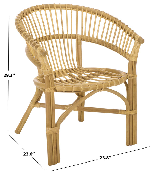 Varvara Woven Rattan Arm Chair — Handcrafted Coastal Accent With Breathable Open Weave And Ergonomic Arms For Relaxed Seating