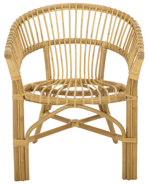 Varvara Woven Rattan Arm Chair — Handcrafted Coastal Accent With Breathable Open Weave And Ergonomic Arms For Relaxed Seating