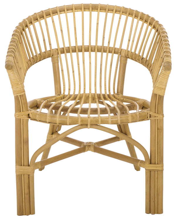 Varvara Woven Rattan Arm Chair — Handcrafted Coastal Accent With Breathable Open Weave And Ergonomic Arms For Relaxed Seating
