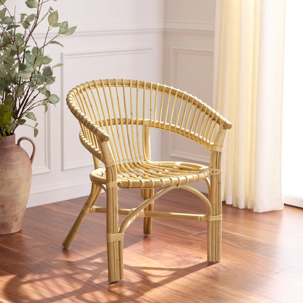 Varvara Woven Rattan Arm Chair — Handcrafted Coastal Accent With Breathable Open Weave And Ergonomic Arms For Relaxed Seating