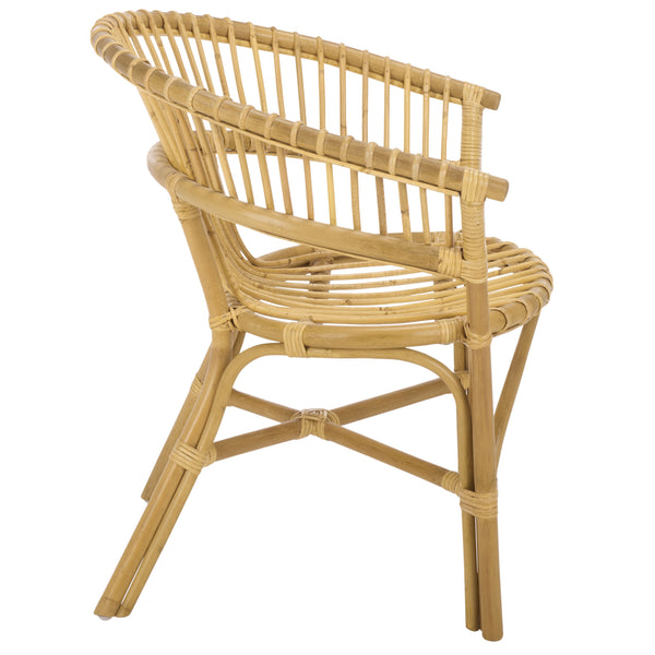 Varvara Woven Rattan Arm Chair — Handcrafted Coastal Accent With Breathable Open Weave And Ergonomic Arms For Relaxed Seating