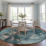 Addison Rugs Chantille ACN518 Machine Made Polyester Transitional Rug Teal Polyester 8' x 8'
