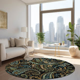 Addison Rugs Chantille ACN533 Machine Made Polyester Transitional Rug Black Polyester 8' x 8'
