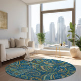 Addison Rugs Chantille ACN533 Machine Made Polyester Transitional Rug Navy Polyester 8' x 8'