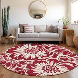 Addison Rugs Chantille ACN551 Machine Made Polyester Transitional Rug Burgundy Polyester 8' x 8'