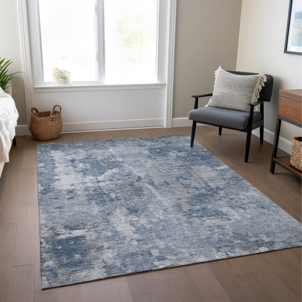 Addison Rugs Chantille ACN573 Machine Made Polyester Transitional Rug Blue Polyester 10' x 14'