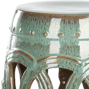 Safavieh ANTIQUE Ceramic Double Coin Stool - Elegant Accent for Versatile Seating, Side Table, or Plant Stand Antique Blue ACS4500A