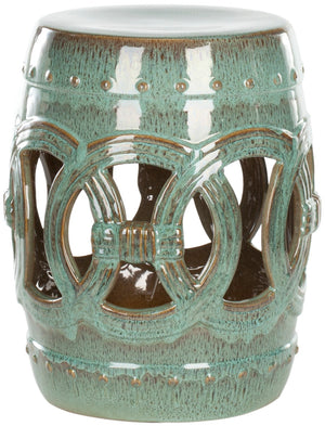 Safavieh ANTIQUE Ceramic Double Coin Stool - Elegant Accent for Versatile Seating, Side Table, or Plant Stand Antique Blue ACS4500A
