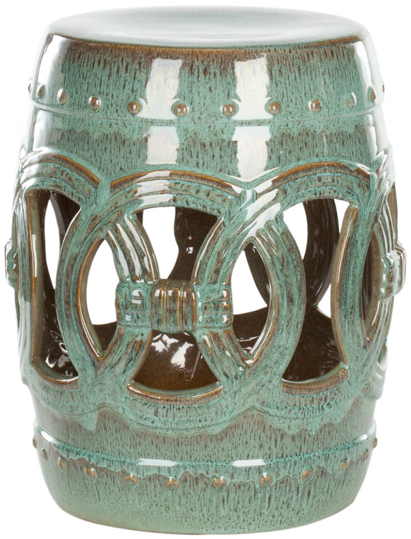 Safavieh ANTIQUE Ceramic Double Coin Stool - Elegant Accent for Versatile Seating, Side Table, or Plant Stand Antique Blue ACS4500A