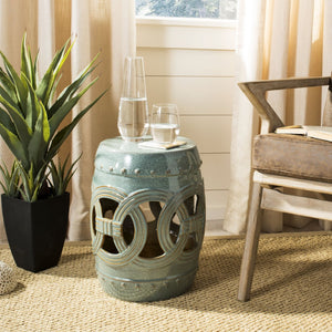 Safavieh ANTIQUE Ceramic Double Coin Stool - Elegant Accent for Versatile Seating, Side Table, or Plant Stand Antique Blue ACS4500A