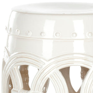 Safavieh ANTIQUE Ceramic Double Coin Stool - Elegant Accent for Versatile Seating, Side Table, or Plant Stand Antique White ACS4500C