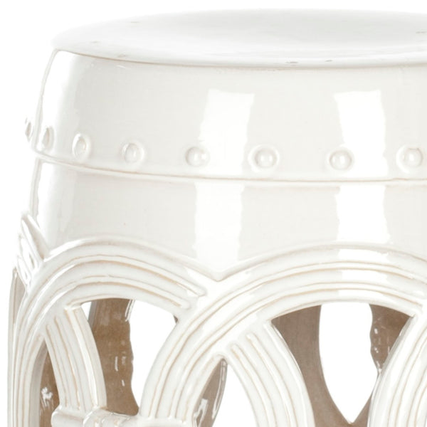 Safavieh ANTIQUE Ceramic Double Coin Stool - Elegant Accent for Versatile Seating, Side Table, or Plant Stand Antique White ACS4500C