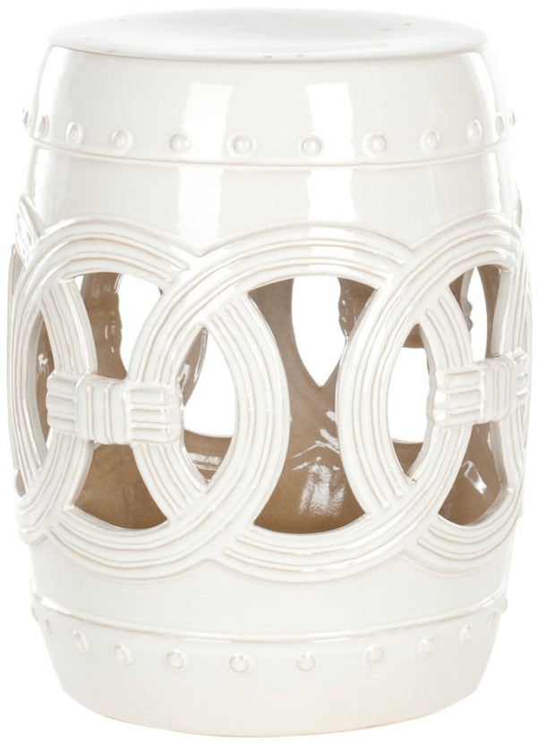 Safavieh ANTIQUE Ceramic Double Coin Stool - Elegant Accent for Versatile Seating, Side Table, or Plant Stand Antique White ACS4500C