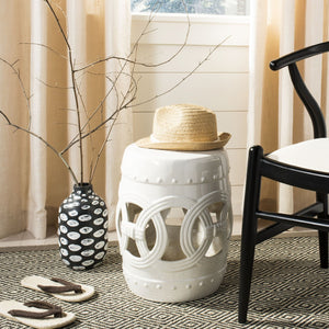 Safavieh ANTIQUE Ceramic Double Coin Stool - Elegant Accent for Versatile Seating, Side Table, or Plant Stand Antique White ACS4500C