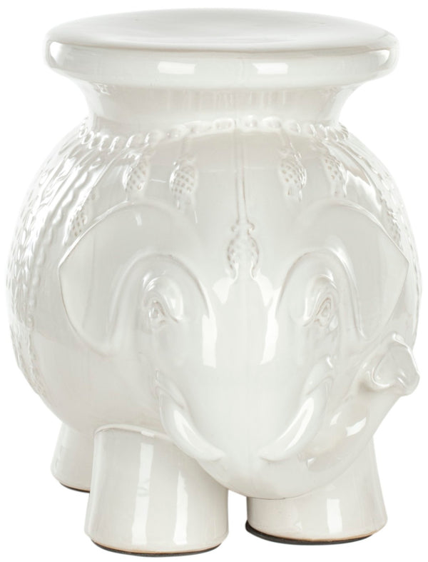 Safavieh CERAMIC Elephant Stool - Handcrafted Accent for Stylish Seating, Side Table, or Decorative Pedestal White ACS4501A
